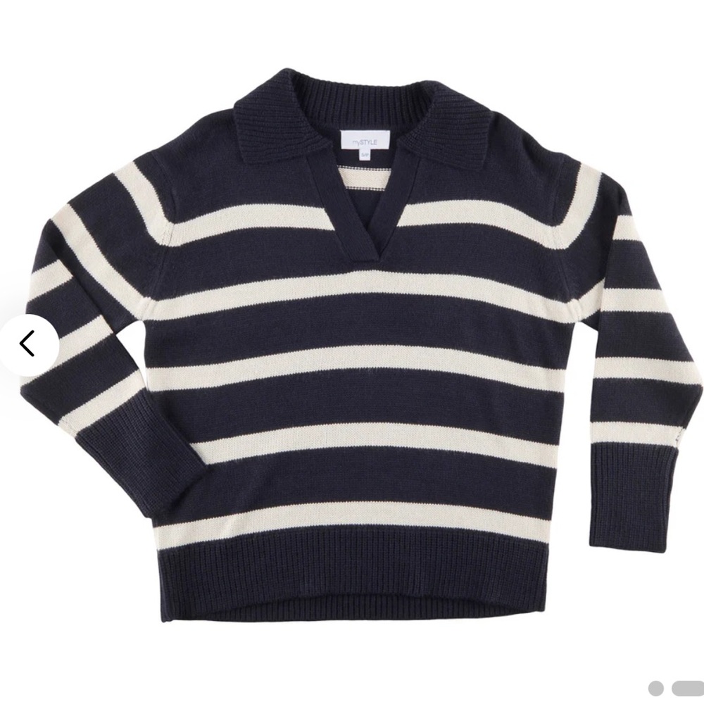 Striped V-Neck Pullover Sweater